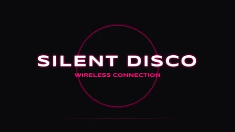 Neon Sign 'Silent Disco' Title on Dark Background - Wireless Connection Tec.. Stock Footage 336805370