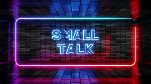 Neon sign small talk in speech bubble frame on brick wall background 3d render. Stock Footage 265069007