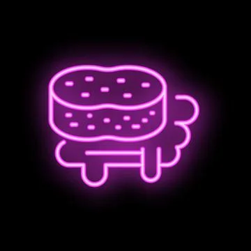 Neon sign of sponge soaking in soapy water for dishwashing Stock Illustration