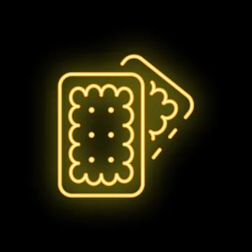 Neon sign of square cracker biscuit with dots Stock Illustration