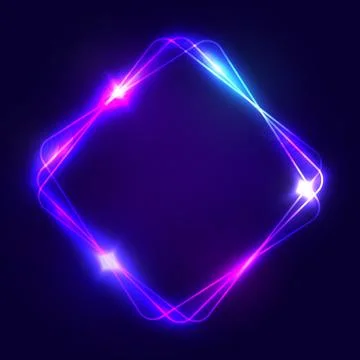 Neon sign. Square glowing light banner with space. Stock Illustration