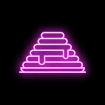 Neon sign of a stack of pancakes with syrup dripping down on black background Stock Illustration