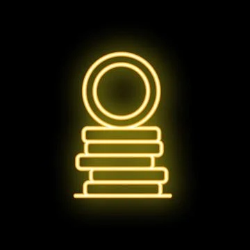 Neon sign of stack of poker chips casino concept Illustrazione stock