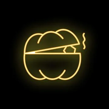 Neon sign of steaming hot bread with butter melting inside Stock Illustration