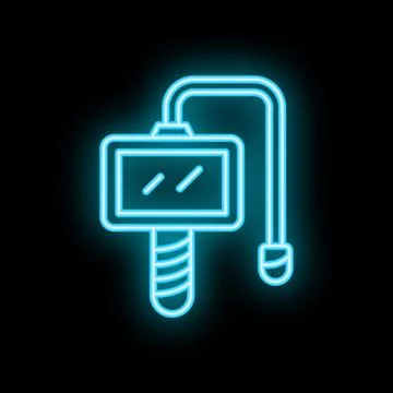Neon sign of a stud welding machine for fastening metal parts Stock Illustration