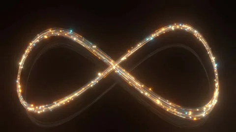Neon sign symbol infinity particles bg able to loop endless Stock Footage 346276684