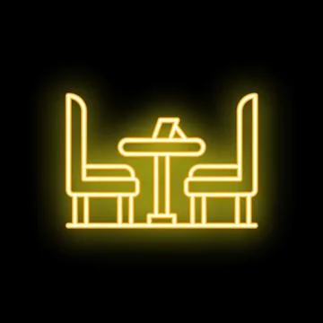 Neon sign of a table for two with menu on top Stock Illustration