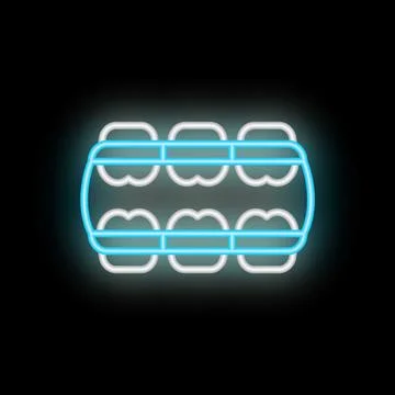 Neon sign of teeth in row for dentistry clinic or teeth whitening ad on black Stock Illustration