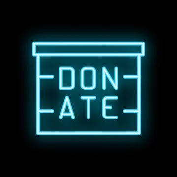 Neon sign with text donate on the brick wall showing charity and support Stock Illustration