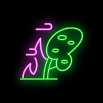 Neon sign of a tree falling from strong wind gusts Stock Illustration