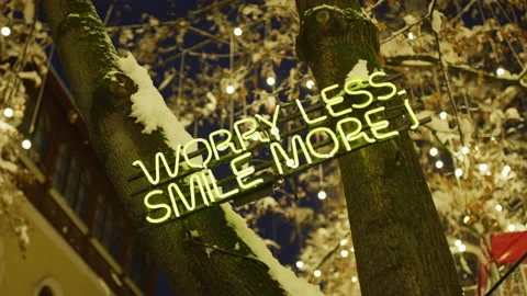 Neon sign in a tree Stock Footage 217344524