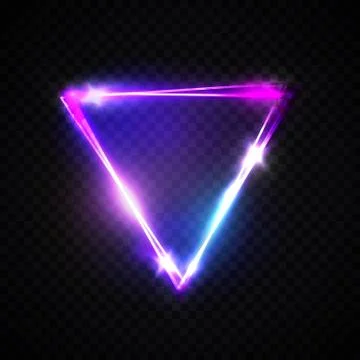 Neon sign. Triangle background Electric glow frame Stock Illustration