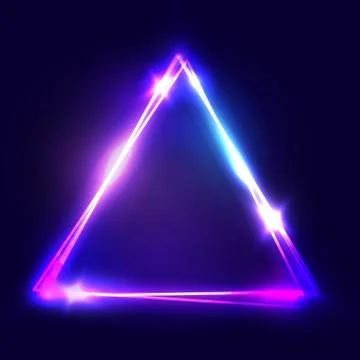 Neon sign. Triangle background. Glowing electric abstract frame on dark backdrop Stock Illustration