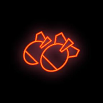 Neon sign of two bombs with burning fuses on a black background Stock Illustration