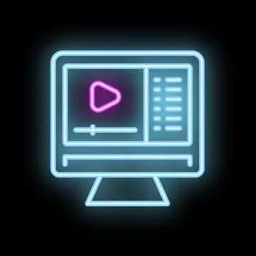 Neon sign of video editing software displaying on computer screen Stock Illustration