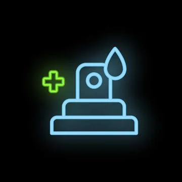 Neon sign of a water dispenser adding a drop to a glass Stockillustratie