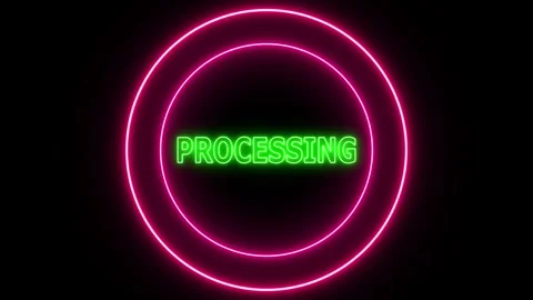 Neon sign with word PROCESSING in green glowing pink neon light animated on.. Stock Footage 265473012