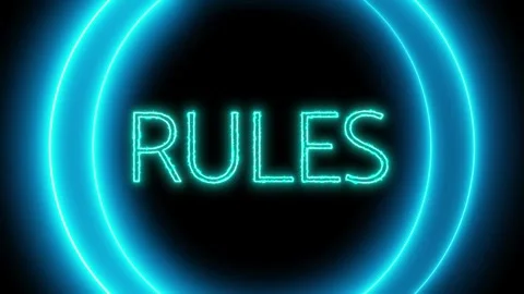 Neon sign with word RULES animated on a ... | Stock Video | Pond5