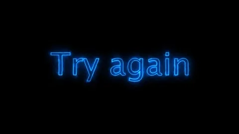 Neon sign with the words Try again glowing in blue animated dark background. Stock Footage 261949752