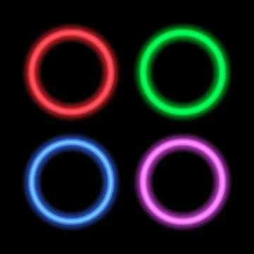 Neon signboard for design circles. Vector illustration . Stock Illustration