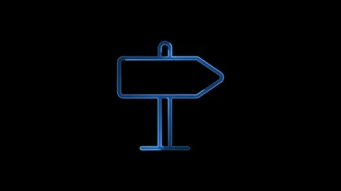 Neon signpost direction arrow animation glowing blue light icon against bla.. Stock Footage 336476155