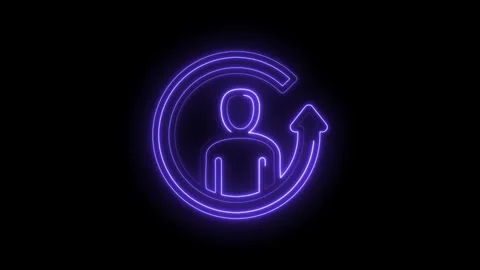Neon silhouette of a person inside a circular arrow loop signifying growth Stock Footage 333962333