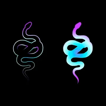 Neon silhouette snake set vector illustration isolated Stock Illustration