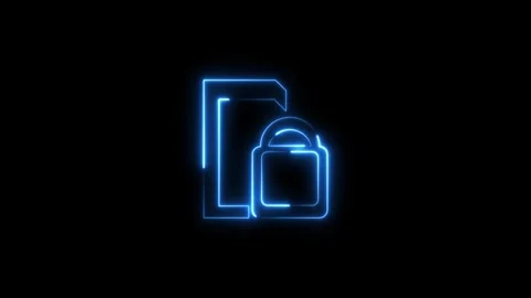 Neon sim lock icon animation. Stock Footage 293485216