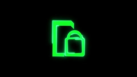 Neon sim lock icon animation. Stock Footage 293485221