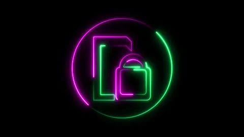 Neon sim lock icon animation. Stock Footage 293485229
