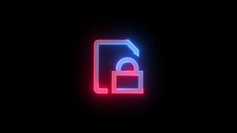 Neon sim lock icon blue red color glowing animated black background Stock Footage 269496310