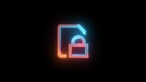 Neon sim lock icon brown cyan color glowing animated black background Stock Footage 269496312