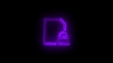 Neon sim lock icon glowing black background animation Stock Footage 289632511