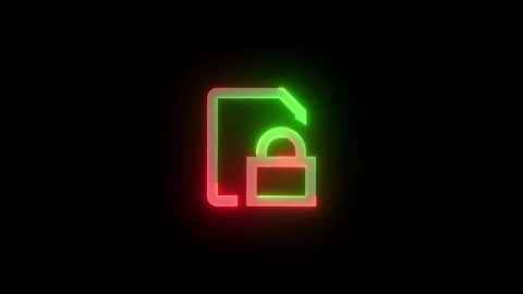 Neon sim lock icon green red color glowing animated black background Stock Footage 269496324