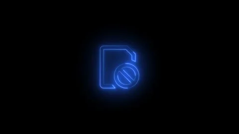 Neon SIM missing icon blue glowing black background animation Stock Footage 276154318