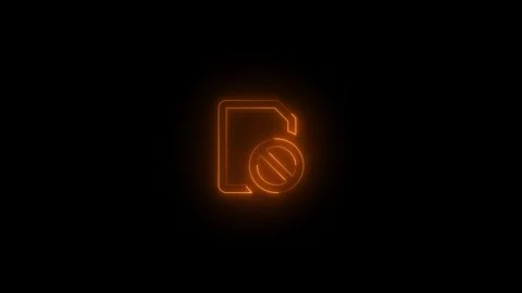 Neon SIM missing icon brown glowing black background animation Stock Footage 276154311