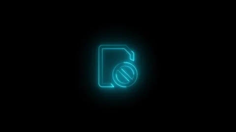Neon SIM missing icon cyan glowing black background animation Stock Footage 276154314