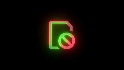 Neon sim missing icon green red color glowing animated black background Stock Footage 269496329