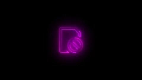 Neon SIM missing icon pink glowing black background animation Stock Footage 276154323