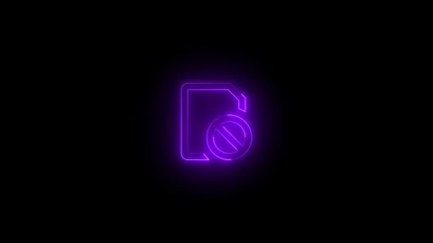 Neon SIM missing icon purple glowing black background animation Stock Footage 276154322