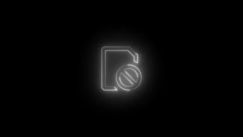 Neon SIM missing icon white glowing black background animation Stock Footage 276154339