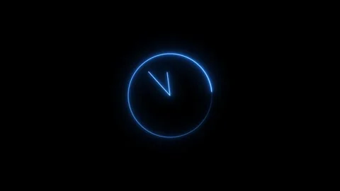 Neon simple clock icon animation and black background. Stock Footage 297563587