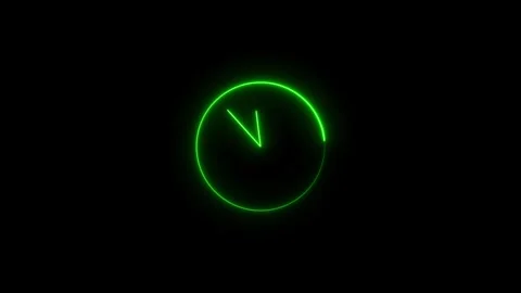 Neon simple clock icon animation and black background. Stock Footage 297563659
