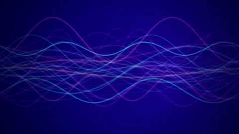 Neon sinusoidal wave lines flow in a seamless loop Stock Footage 341666054