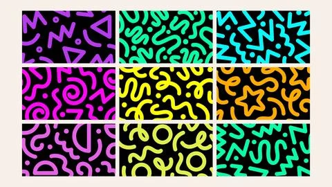 Neon sketch elements background Set Stock Illustration