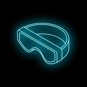 Neon ski goggles shining in the dark background 库存插图