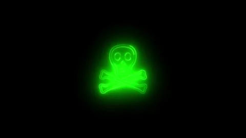 Neon skull and crossbones icon glowing black background animation 動画素材 289635757