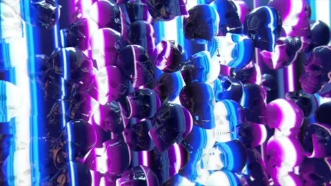 Neon Skulls - Professional VJ Background Loop Video stock 80296362