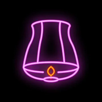Neon sky lantern glowing on black background Stock Illustration