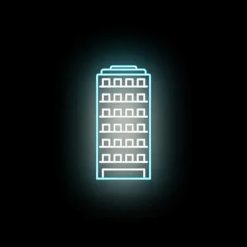Neon skyscraper glow icon symbolizing city architecture Stock Illustration